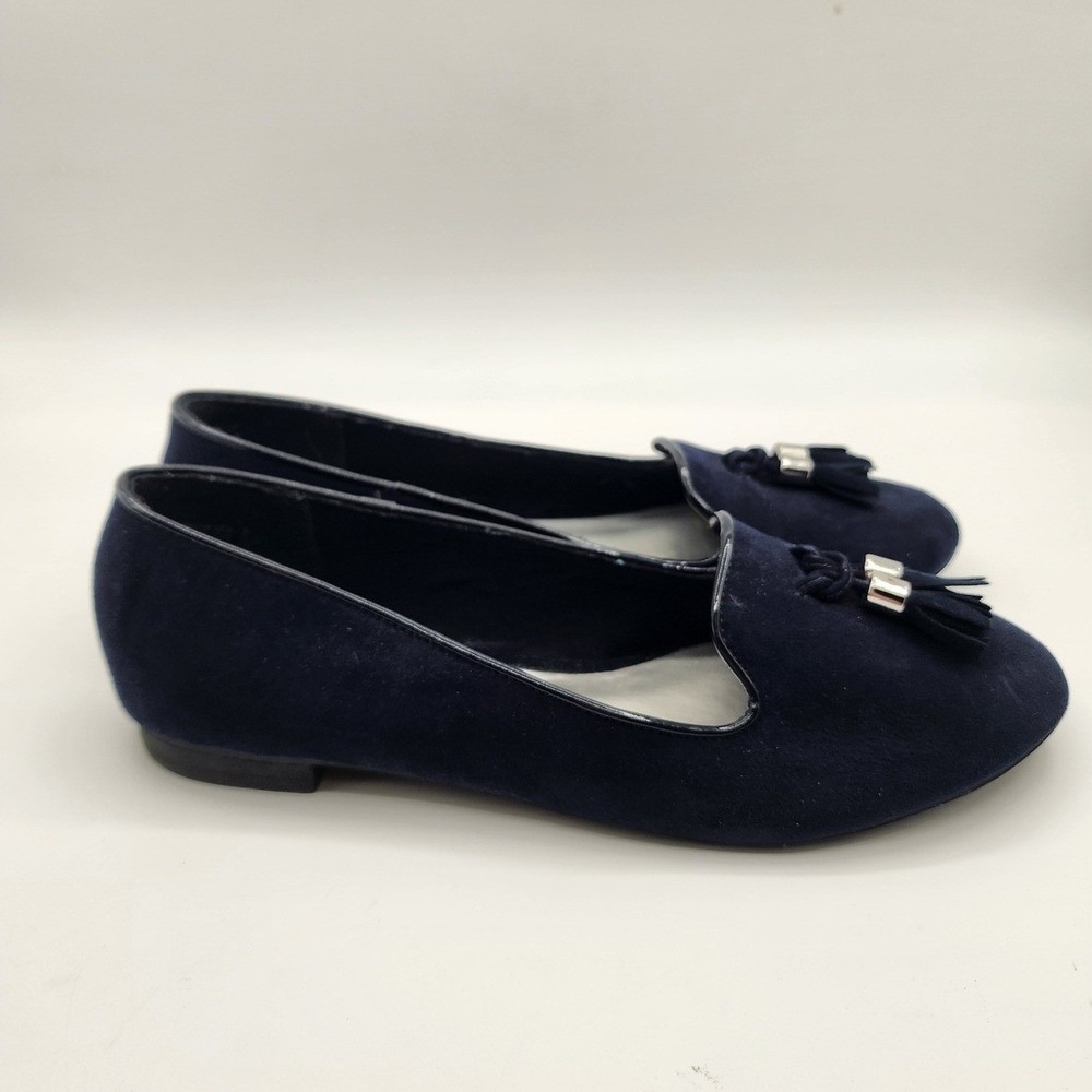 Fioni Navy Blue Faux Suede Tassel Loafers Flats Size 6